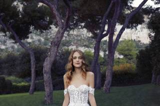 vestido de novia con encaje corte A y escote corazón