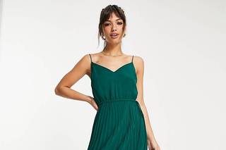 vestido de fiesta para Navidad color verde con escote V