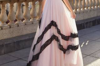 Vestido de fiesta blanco y negro para vestir en una boda de noche