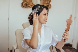 mujer con peinado para novia elegante