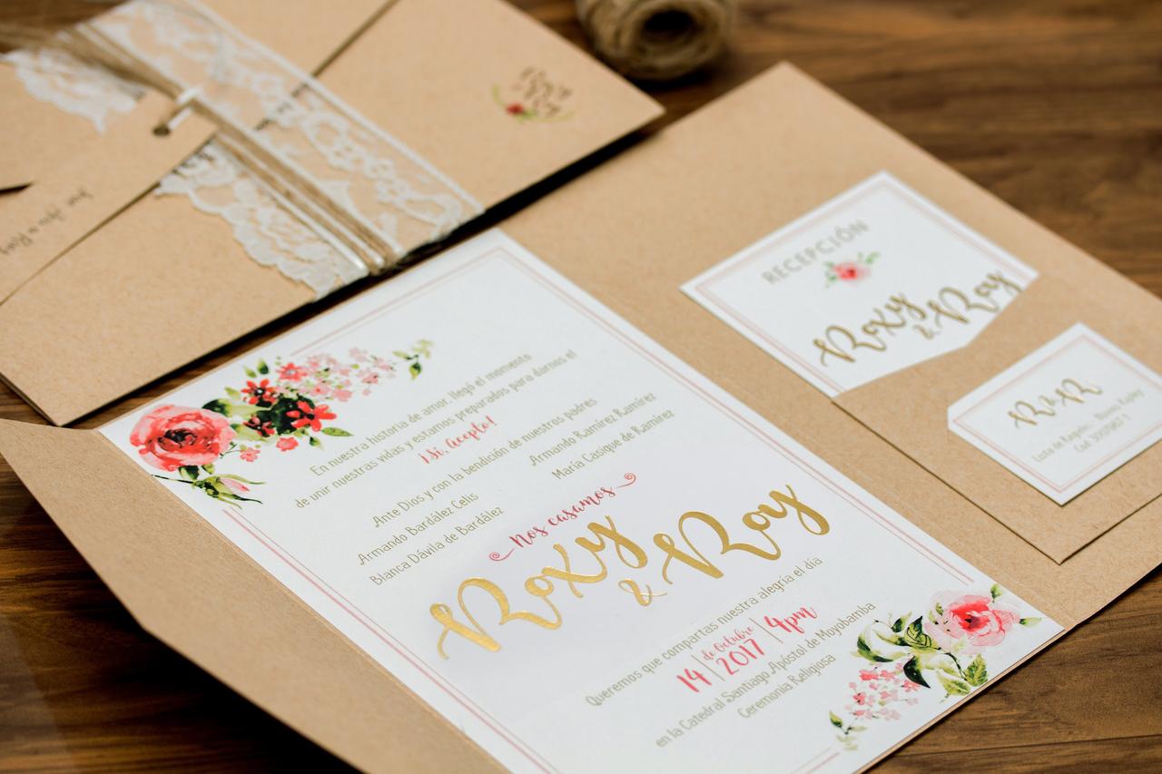 tarjeta de matrimonio civil con decoración floral