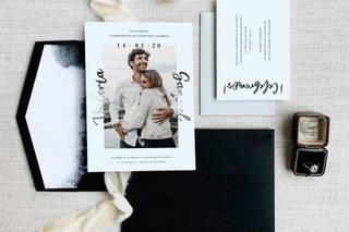 tarjeta de matrimonio con foto de pareja