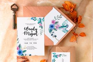 tarjeta de matrimonio motivo floral