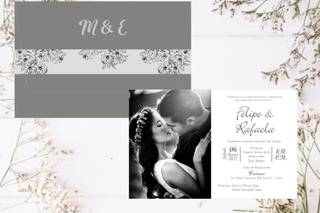 tarjeta de matrimonio civil gris con foto a blanco y negro