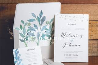 tarjeta de matrimonio civil con decoración de hojas