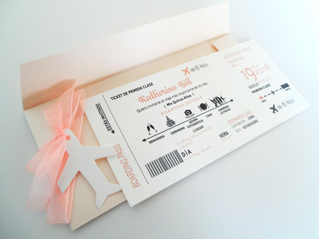 tarjeta de matrimonio civil minimalista con imagen de avión