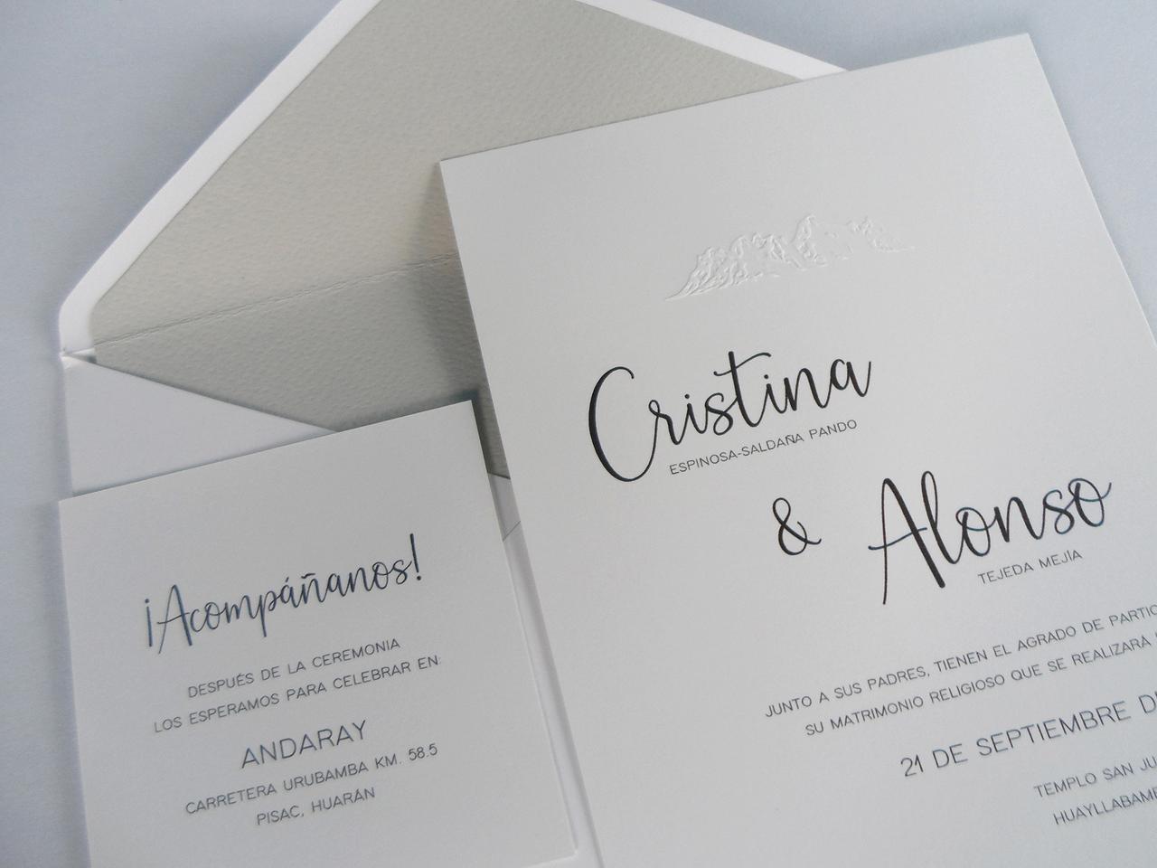 tarjeta de matrimonio civil minimalista en color blanca