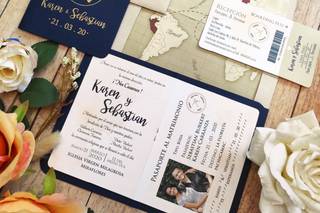 tarjeta de matrimonio civil con fondo azul