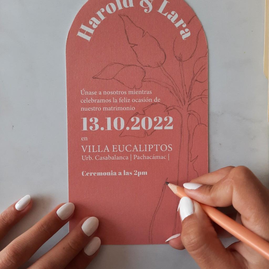 tarjeta de matrimonio civil en fondo rojo con letras blancas