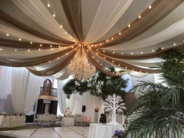 cortinas de techo de boda que combinan con Tratamiento de ventanas 