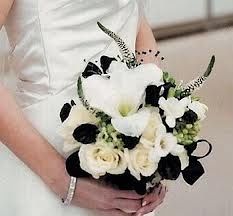 bouquet de novia blanco y negro