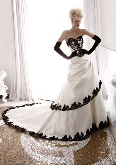 vestido de novia blanco y negro