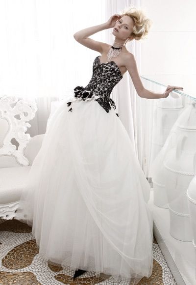 vestido de novia blanco y negro