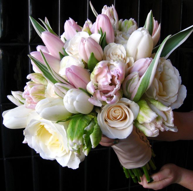 bouquet, ramo de novia, rosas, tulipanes
