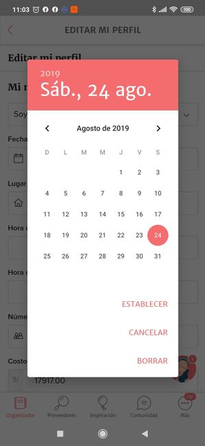 ¿Cómo cambio la fecha de mi boda en la App? 3