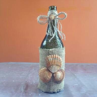 Botellas y frascos decorado con yute - estilo vintage - 13