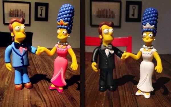 Homero y Marge, para la tarta de novios