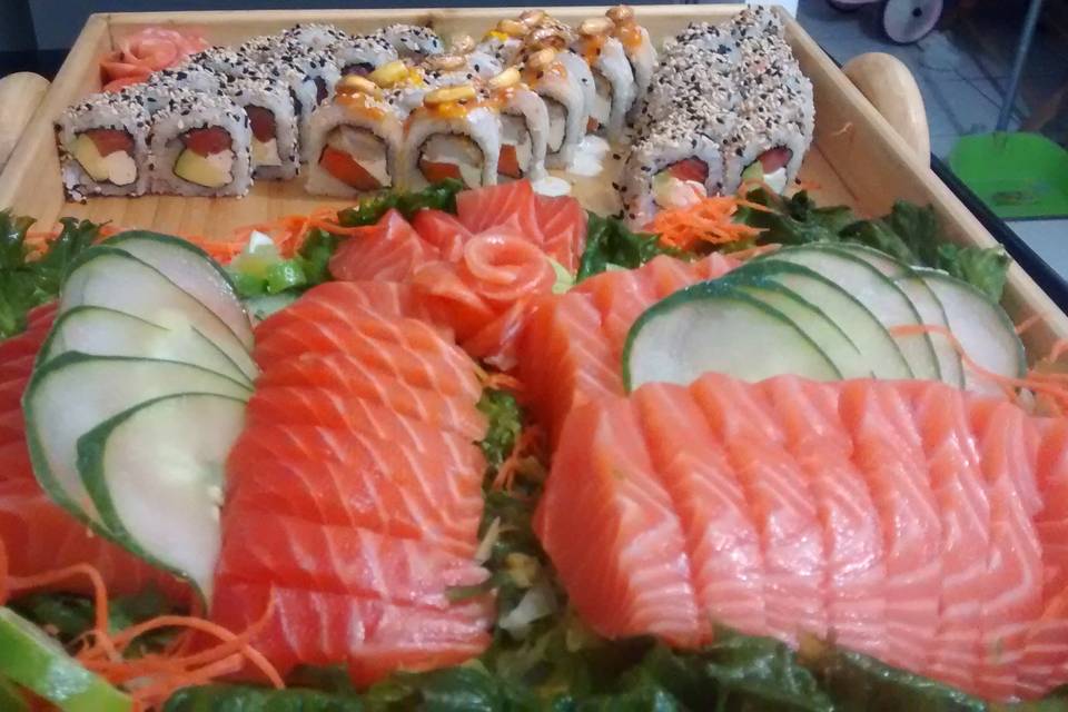 Rolls y sashimi