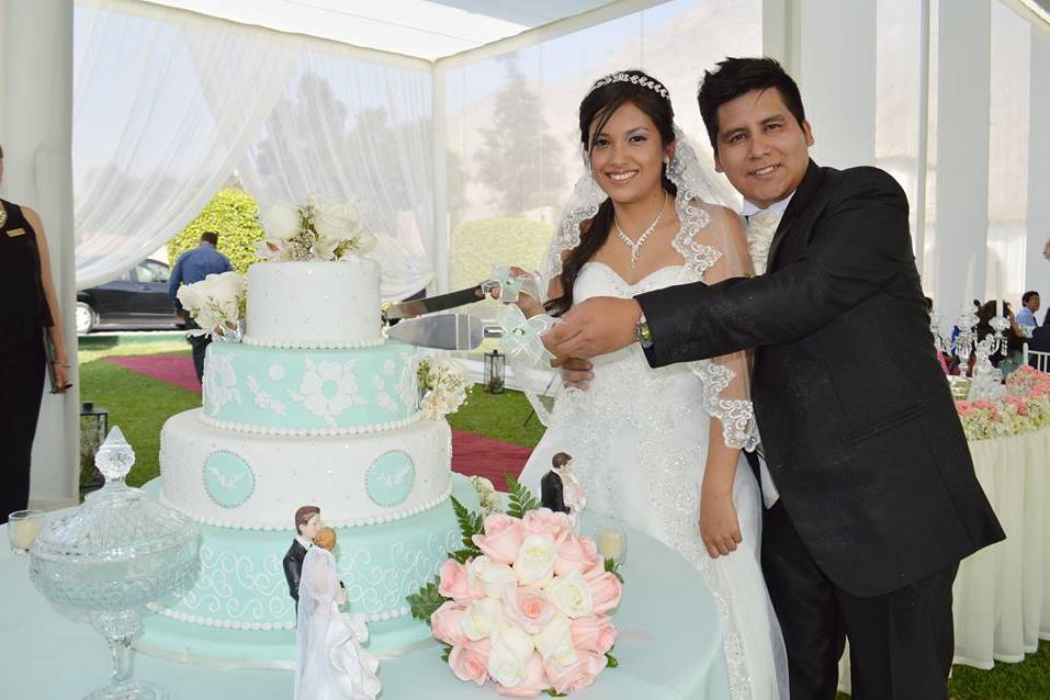 Con la torta de matrimonio
