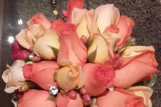 Bouquet rosas melón