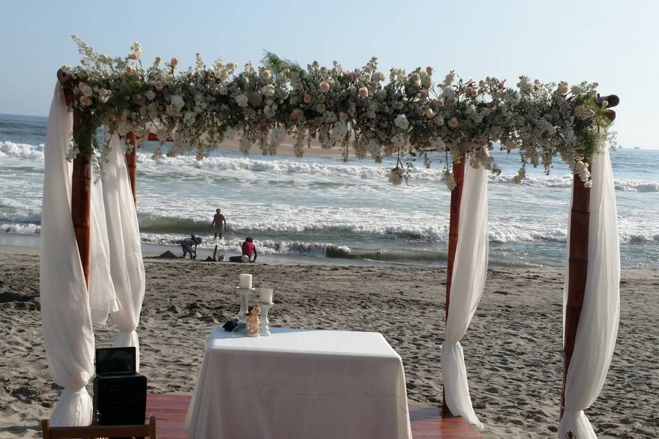 Ceremonia en la playa pulpos