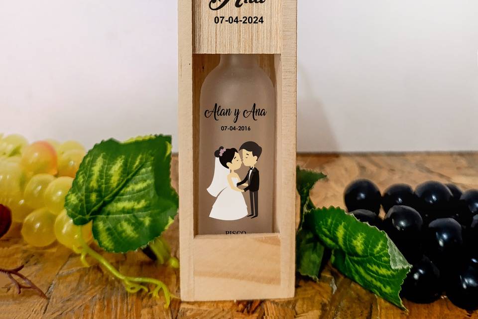 Regalos para bodas, con pisco