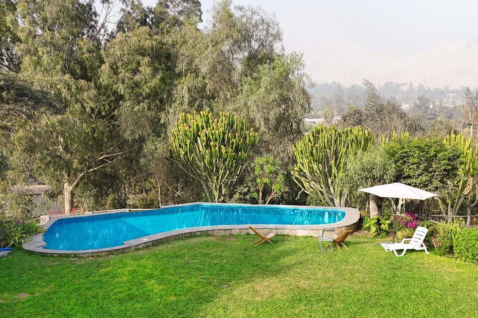 Piscina en el jardín