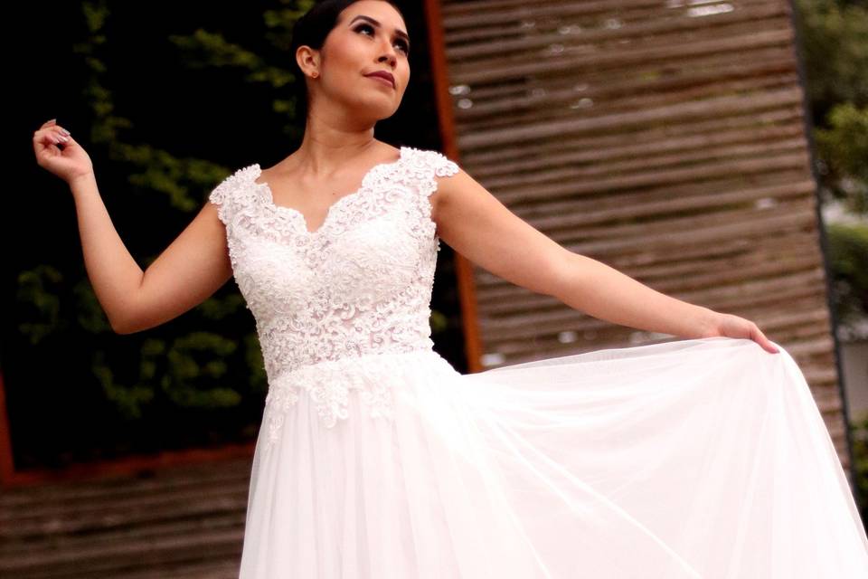 Novia tul con cristales