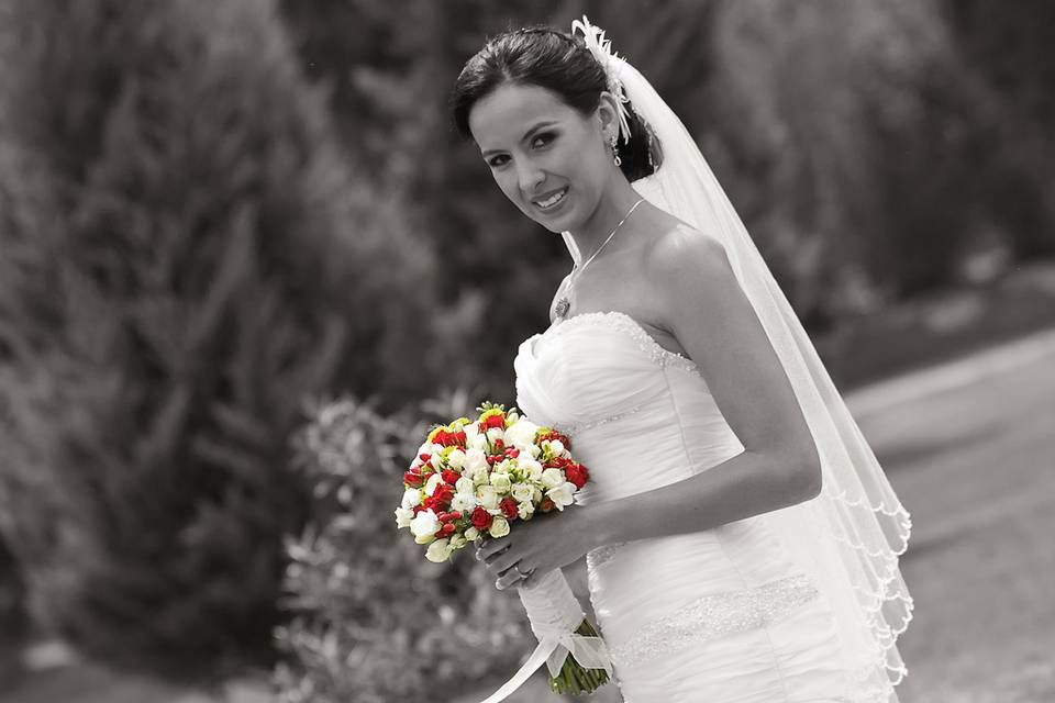 La novia con su bouquet